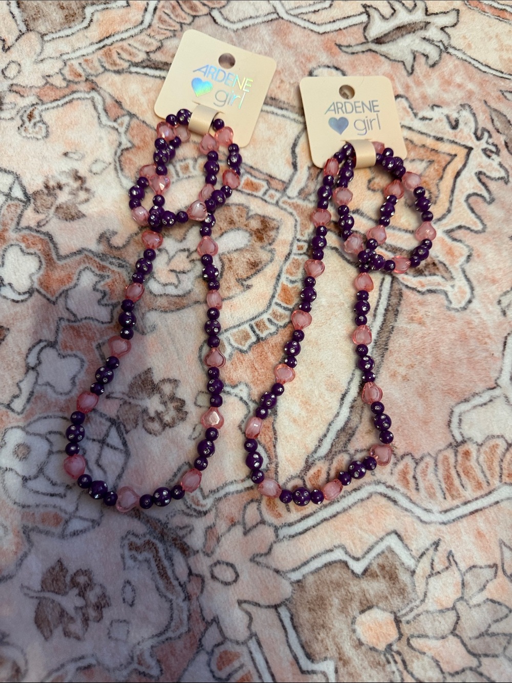 Ardene Girl Pink and Purple Bead Necklace Set